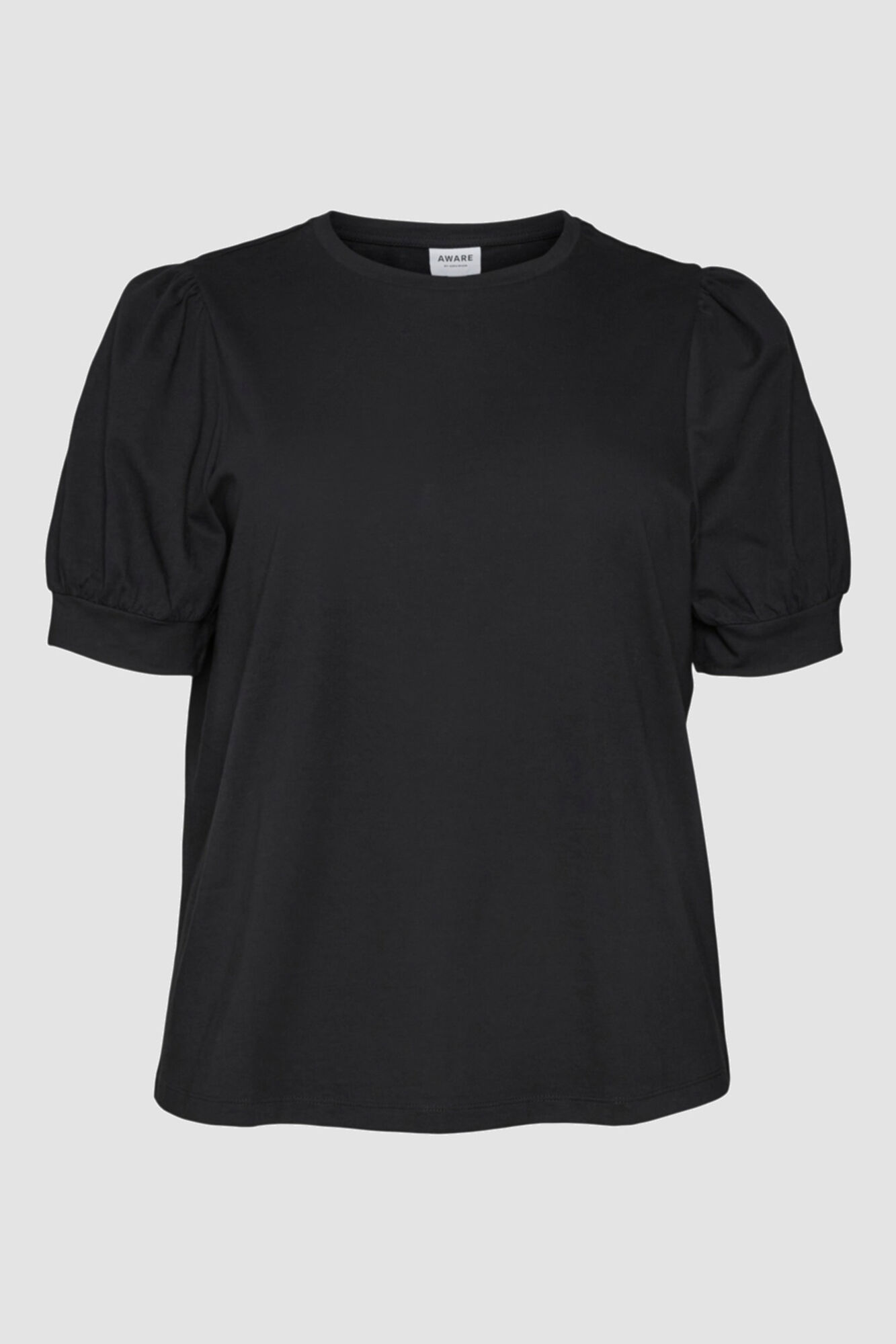 Camiseta plus size com mangas bufantes - Preta