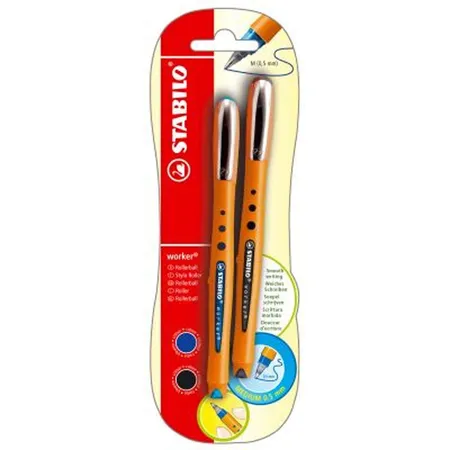 Tintenroller - STABILO worker+ - medium - 2er Pack - blau, schwarz