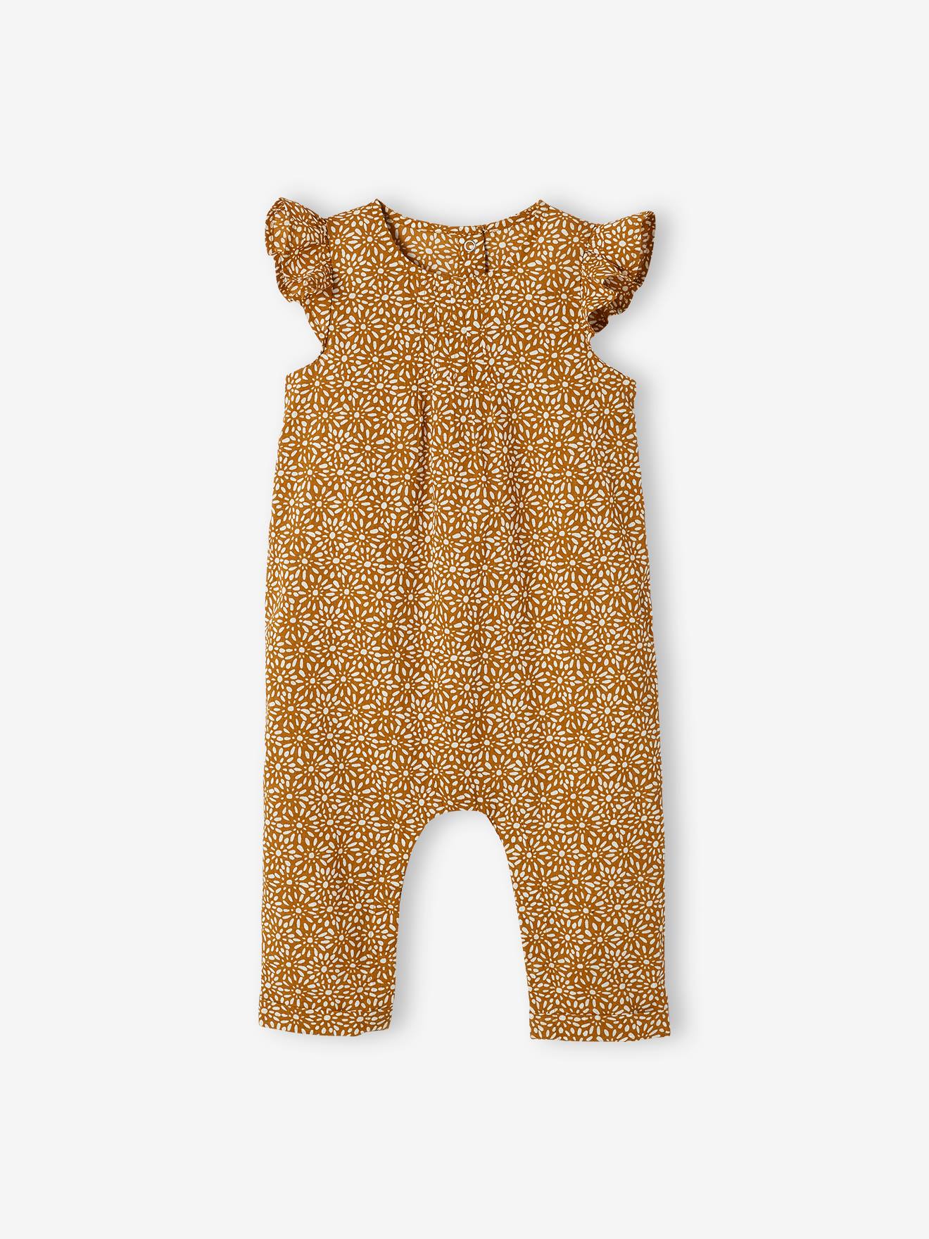 Conjunto de macacão e faixa de cabelo estampados para bebê menina, estampa verde média.