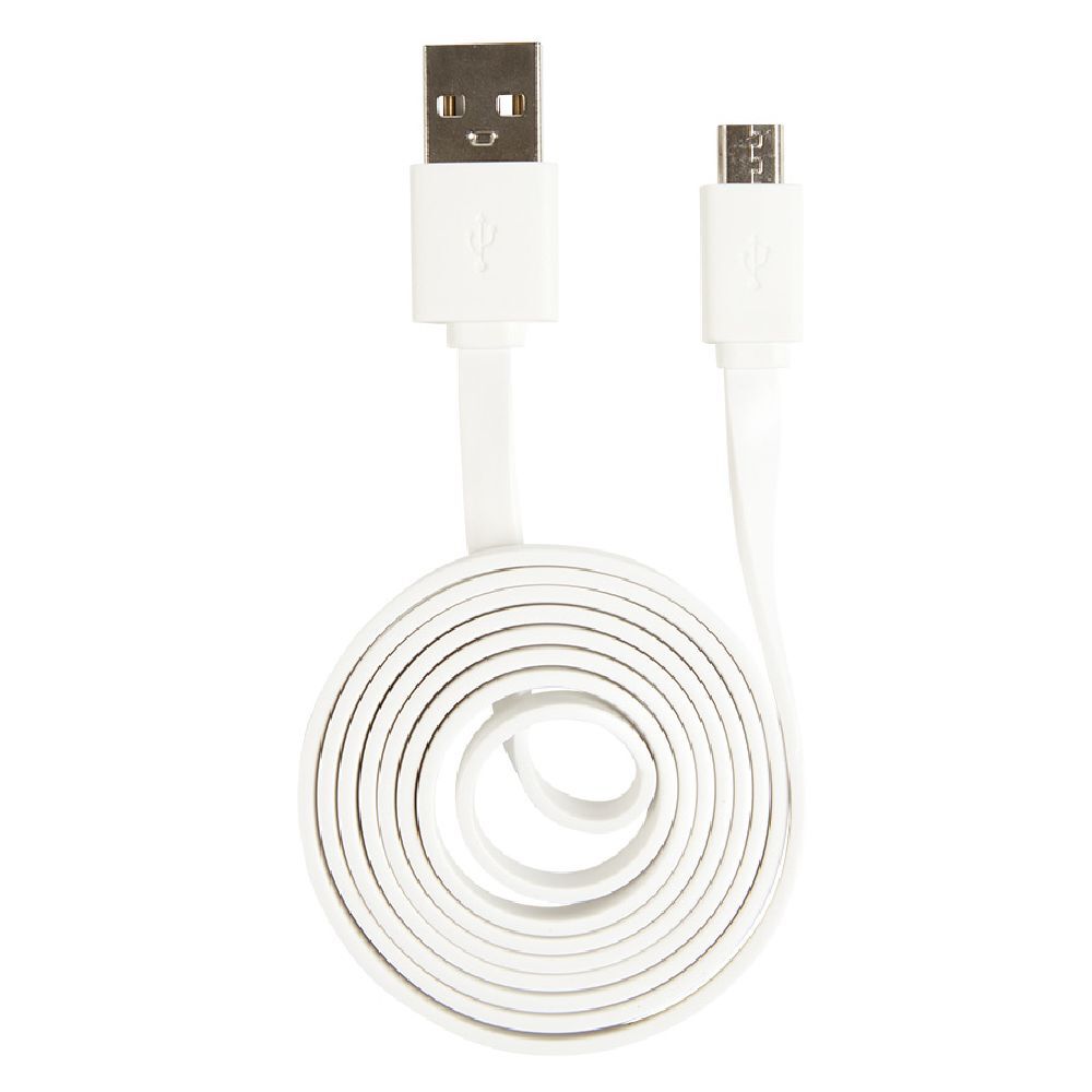 Câble de charge micro USB plat 1 m blanc ou noir