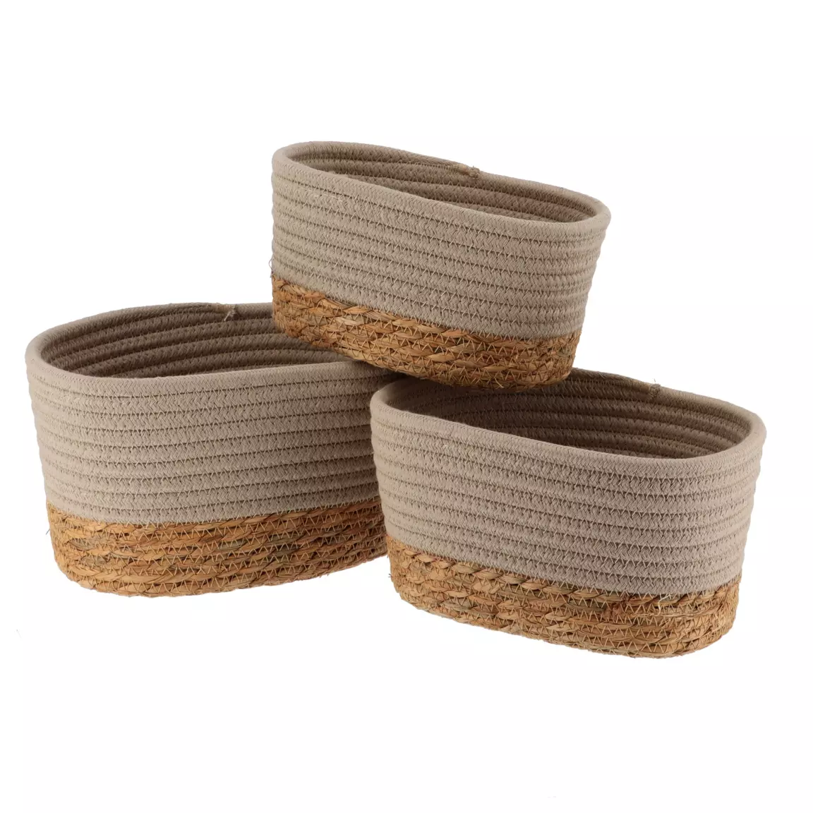 Lot de 3 paniers de rangement (H13 cm) Timeless Taupe