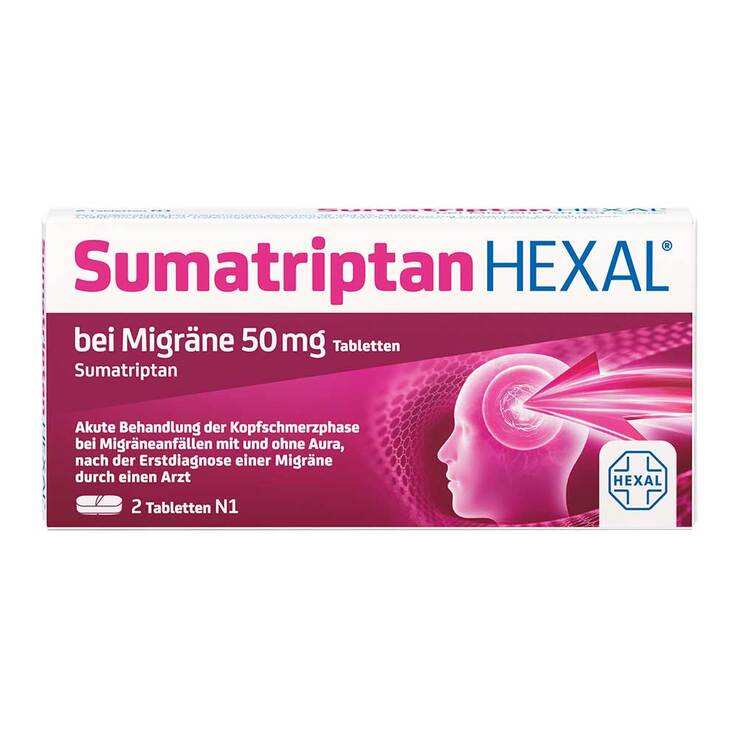 Sumatriptan Hexal bei Migräne 50 mg Tabletten, 2 St