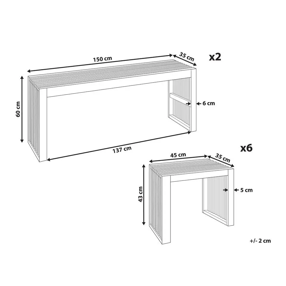 BELLANO - Tuinset 6-zits - Lichthout - Acaciahout