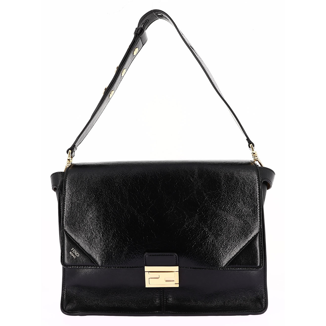 Fendi Sac porté épaule Kan U en Cuir noir - Bon état - L.29 cm