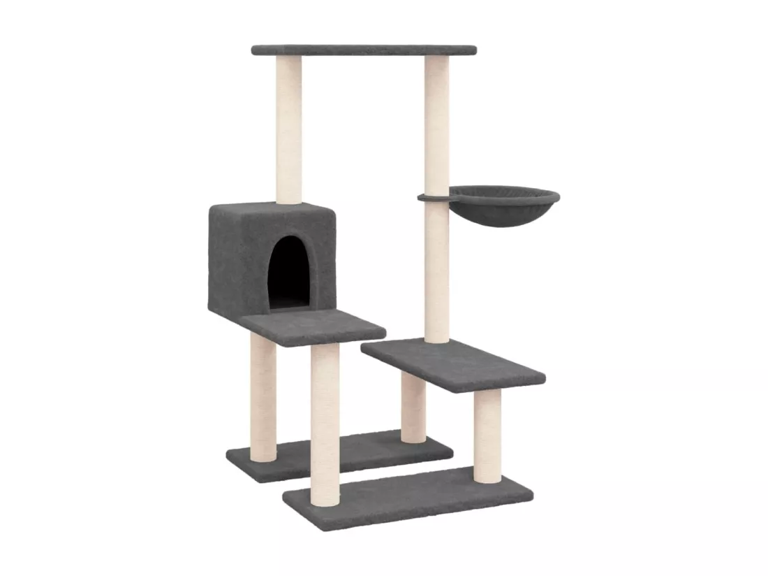Arbre à chat avec griffoirs en sisal Gris foncé 94,5 cm