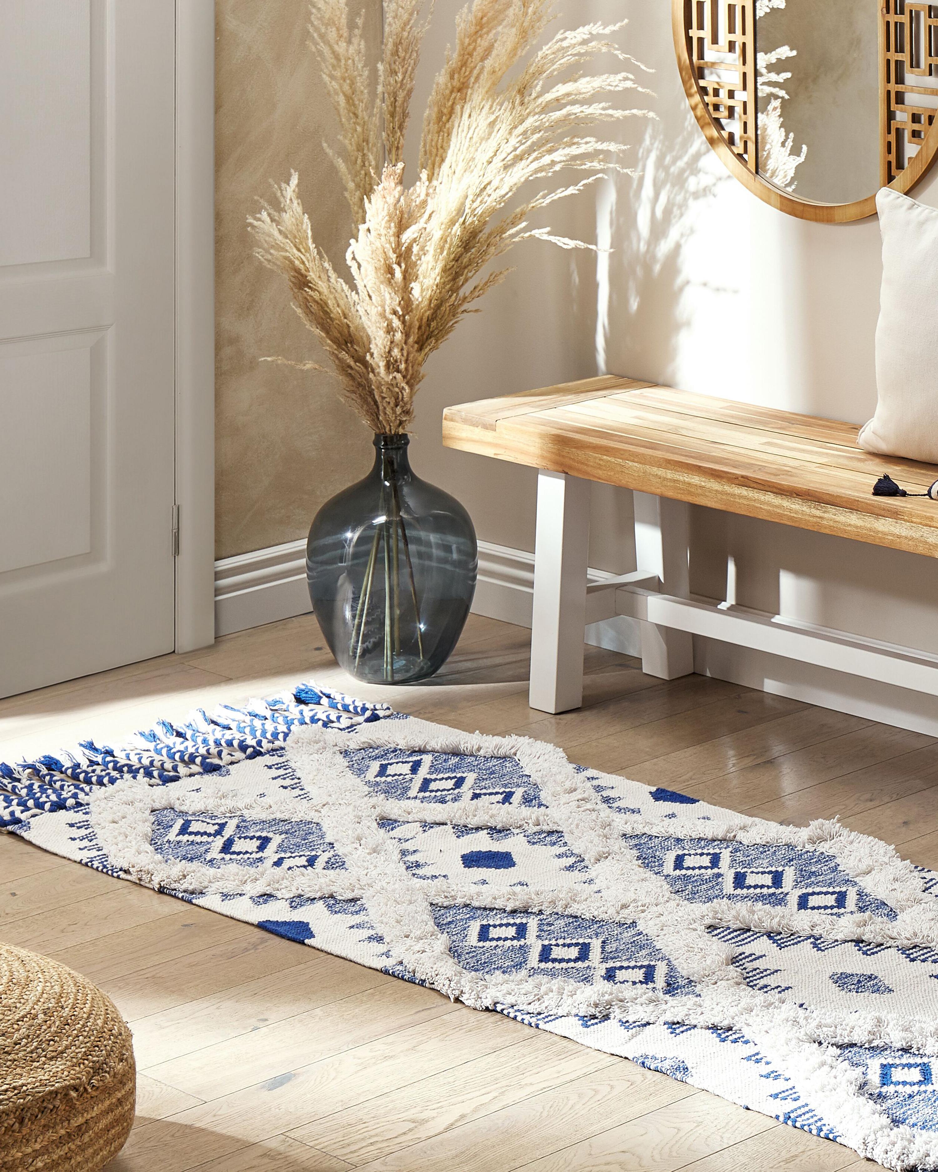 Vloerkleed MANAVGAT Lichtbeige 80 x 200 cm Katoen