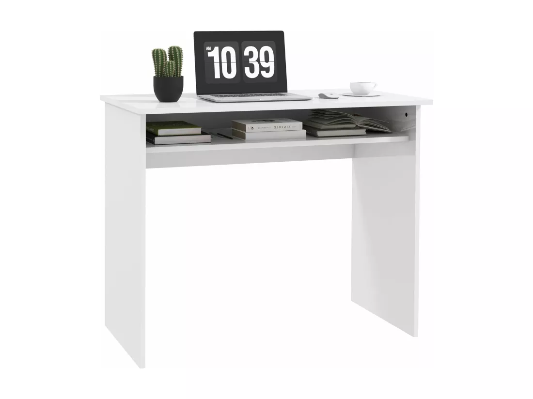 Bureau informatique multimédia multi-rangement 1 étagère - 90l x 50P x 74H cm blanc