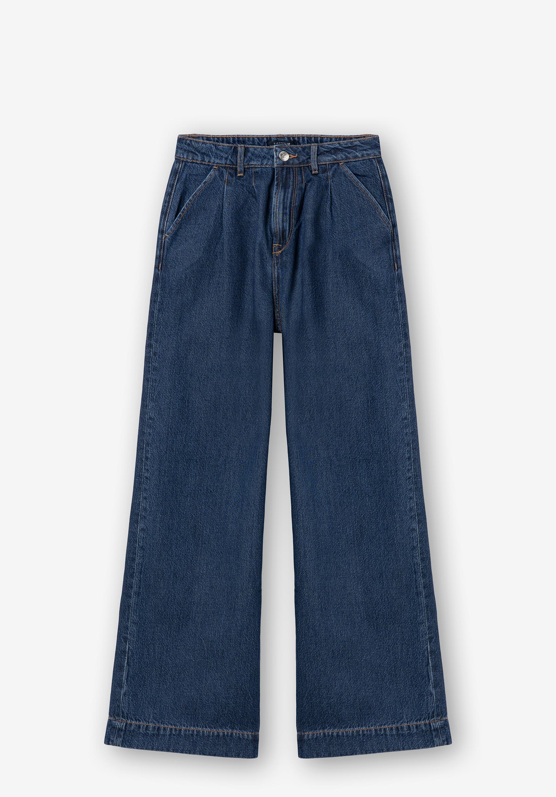 Jeans Tailored Wide Leg Cintura Alta