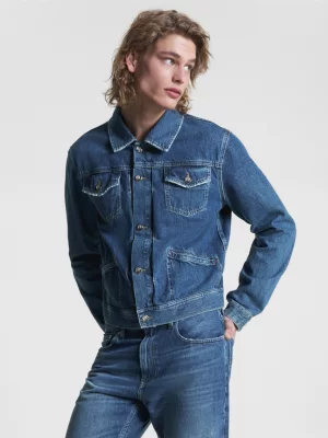 Jaqueta jeans desgastada Crest