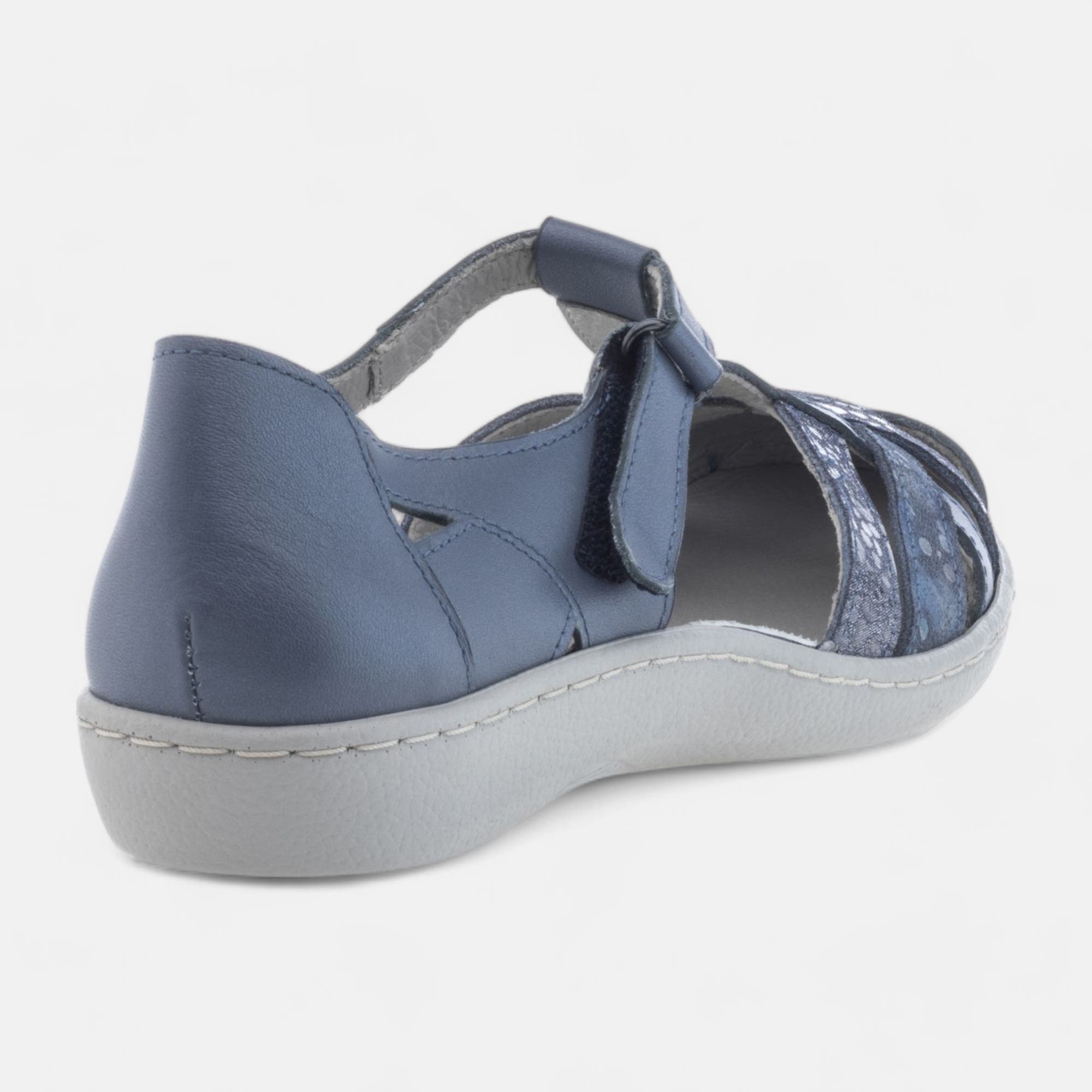Nu-pieds confort Femme en cuir bleu marine