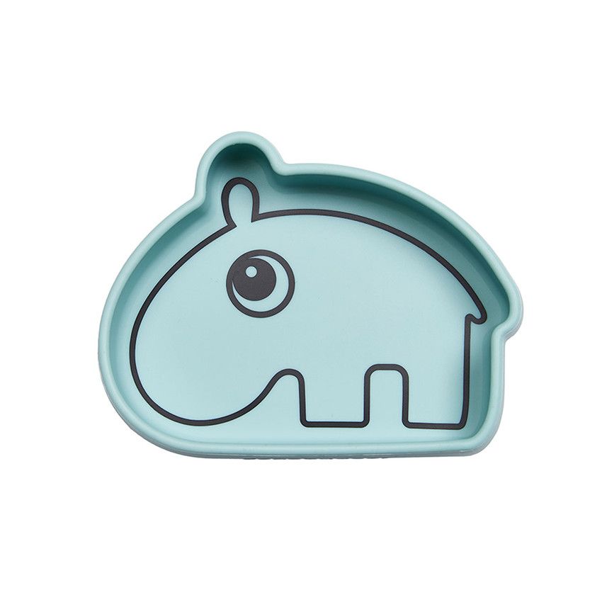 Assiette bol silicone ventouse Ozzo - Bleu - Ecru