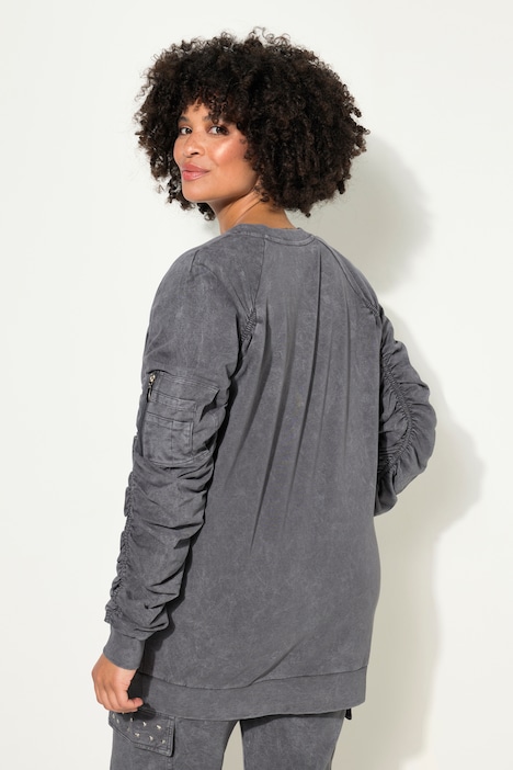 Sweatjacke, Ärmel mit Raffungen, Vintage Look
