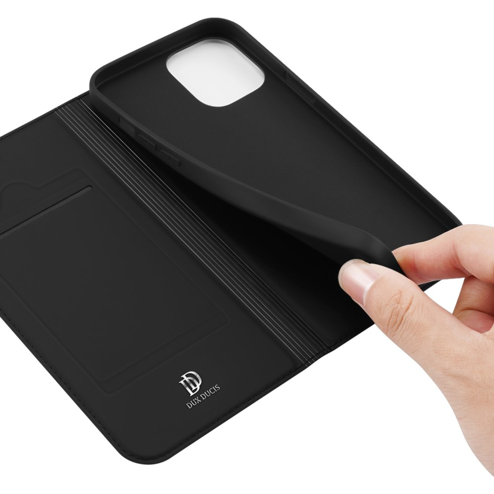 iPhone 14 Flip Wallet Cover Leder Tasche - Schwarz