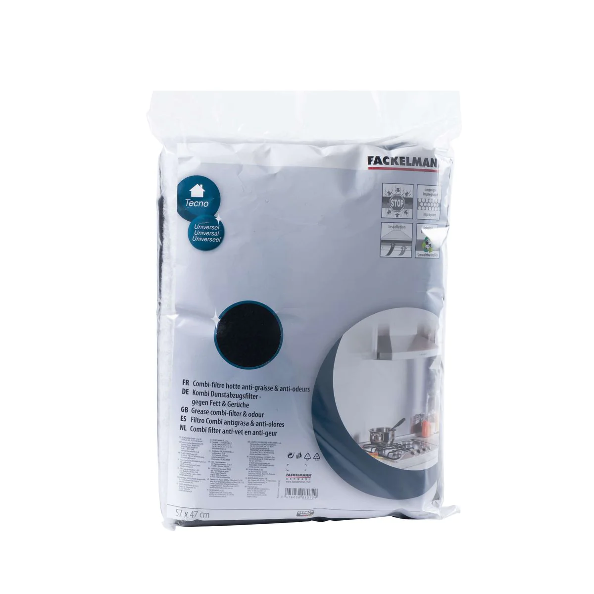 Filtre pour hotte polyester combiné charbon actif Fackelmann Accessoir