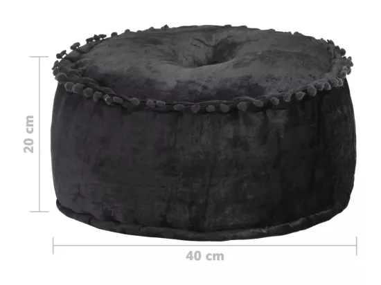 Pouf Rond Velours 40x20 cm Anthracite