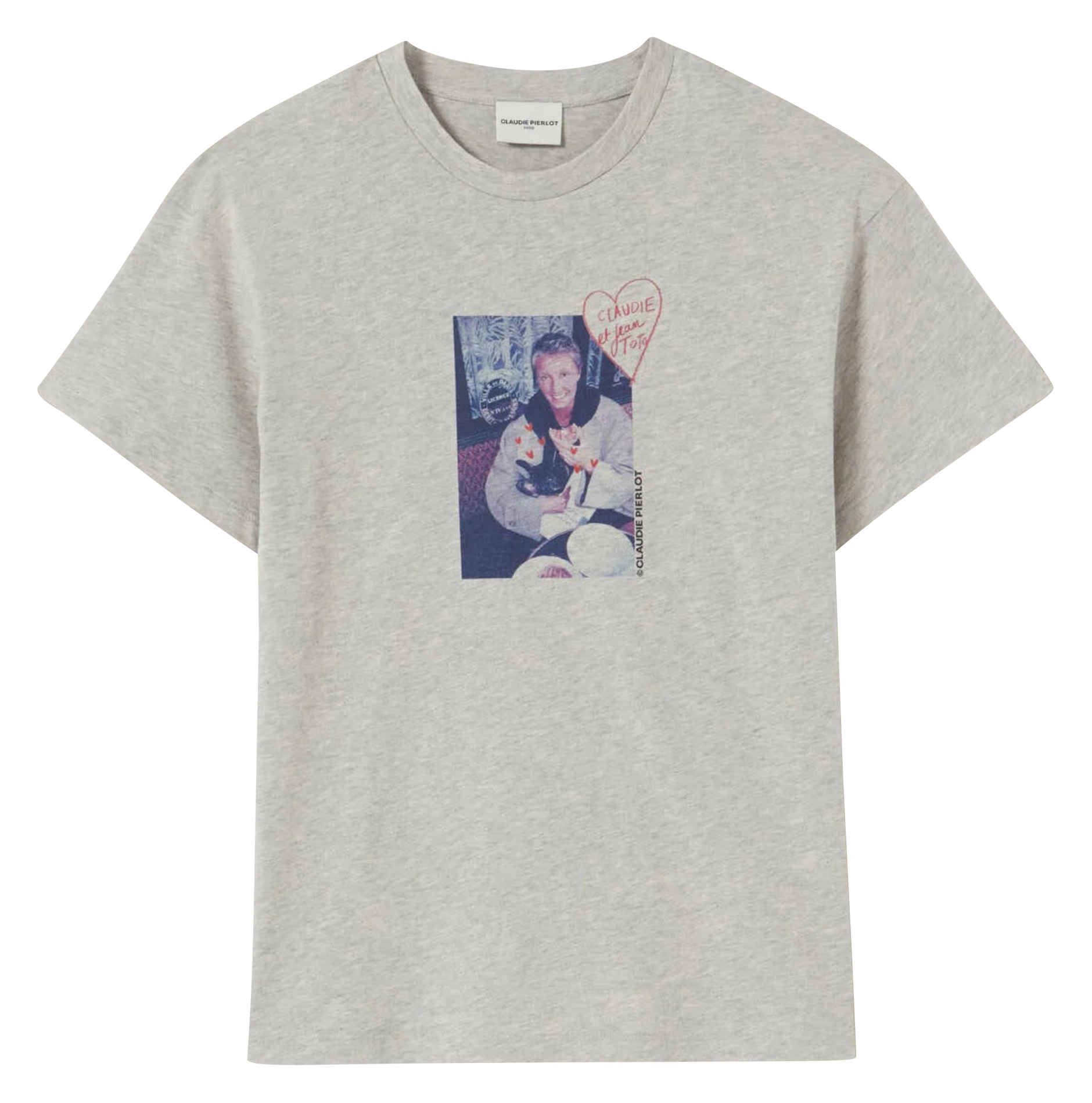 Tee-shirt droit col rond en coton | Gris