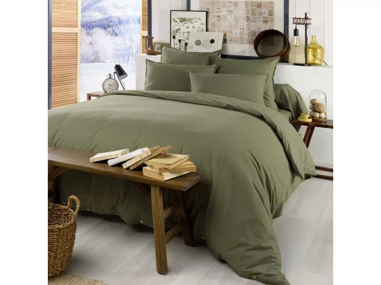 HEDDA - Housse de Couette 240x220cm Flanelle de Coton Coloris Romarin