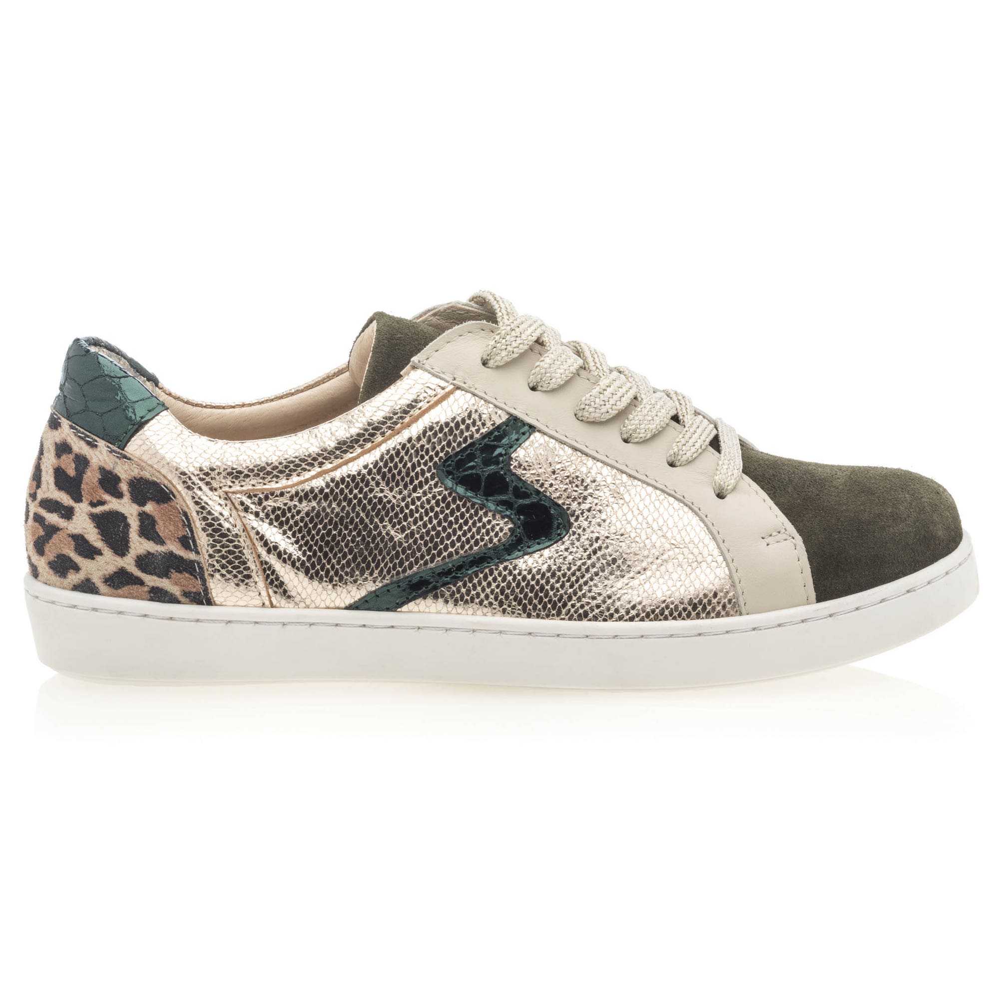 Baskets basses Femme en cuir kaki