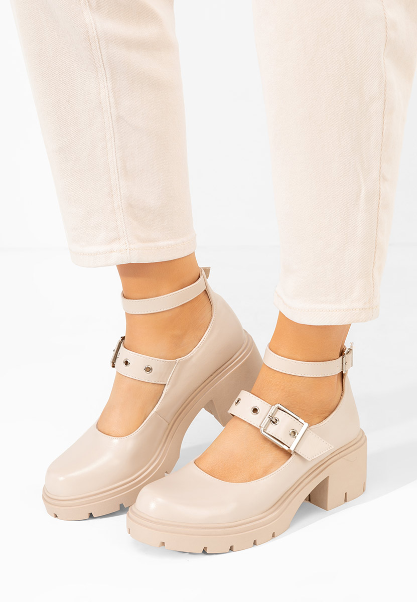 Chaussures à talon épais lilas Khah bej