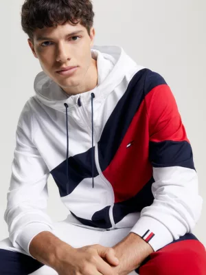 Moletom com capuz e zíper Sport TH Cool com blocos de cores
