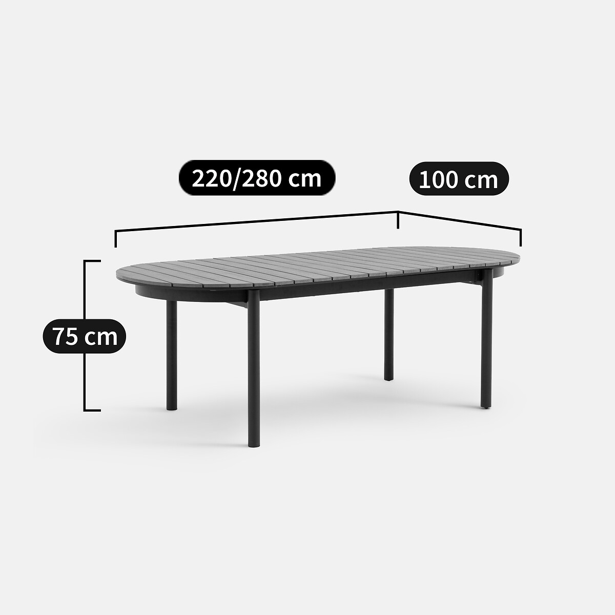LA REDOUTE INTERIEURS<br>Mesa extensível para jardim, alumínio, Palina