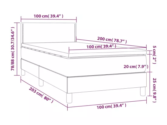 Sommier tapissier avec matelas Crème 100x200cm Similicuir