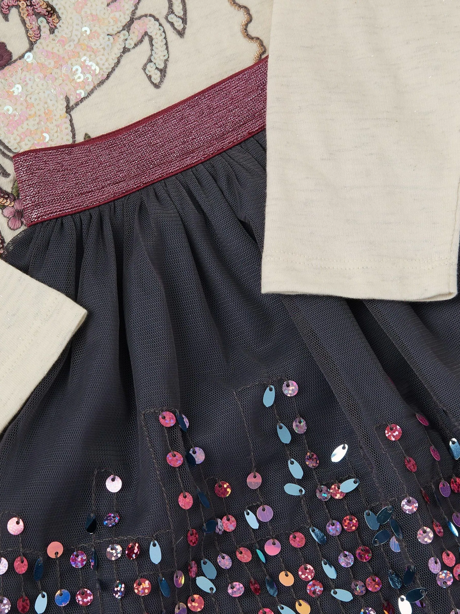 Monsoon Kosmische Stempel Eenhoorn Top & Rok Set