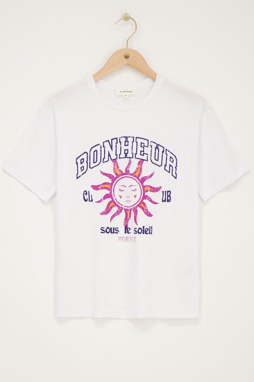 Wit T-shirt ''Bonheur''