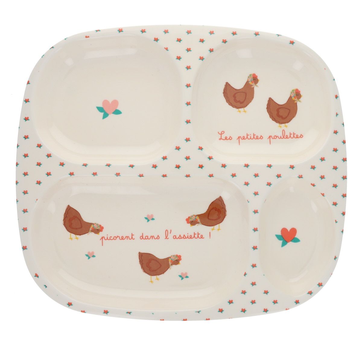 Assiette à compartiments - La petite poule rousse Pause goûter