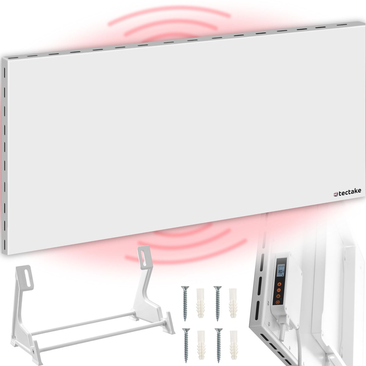 tectake frameloze hybride infraroodstraler met thermostaat, eenvoudige wand- of plafondmontage, standaard inbegrepen