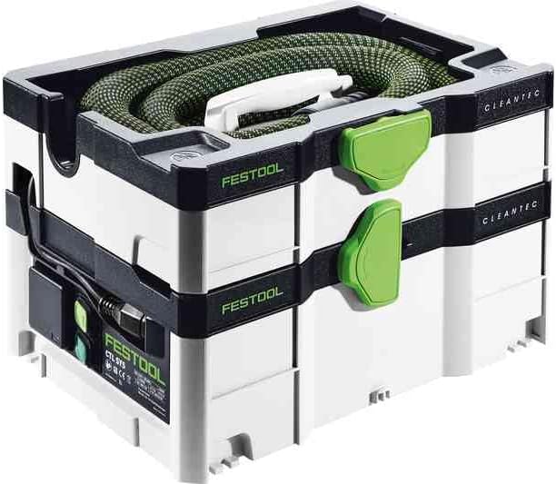Festool Absaugmobil CTL SYS CLEANTEC (mit Filtersack montiert, Saugschlauch mit Winkeldrehausgleich saugerseitig, Polsterdüse, Fugendüse, Tragegurt)