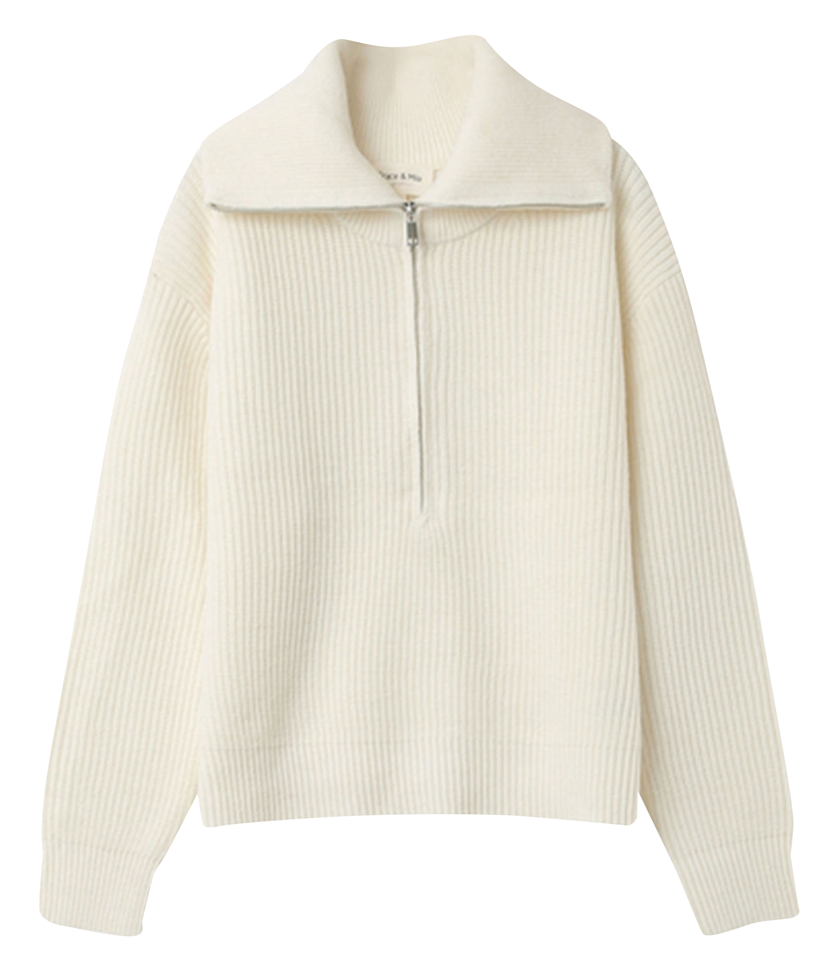 NAIKI - Pull droit col camionneur en maille | Beige
