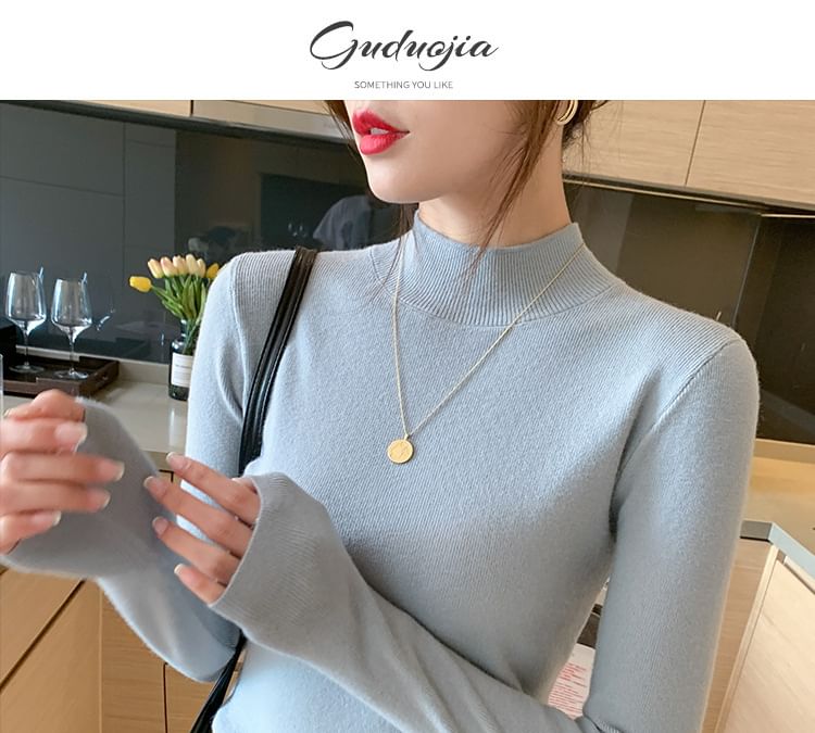 Maido - Lange mouwen, getailleerd, effen, slim fit gebreide top
