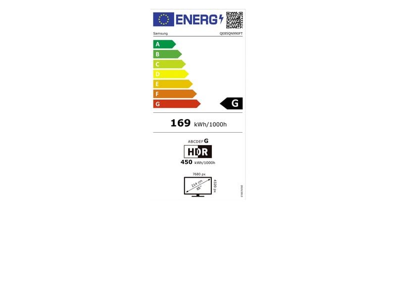 Samsung TV QE85QN990F 85'' QN990F Neo QLED 8K Mini LED AI T 120 Hz(Up to 4K 240 Hz), 8K (7.680 x 4.320), NQ8 AI Gen3 Processor, 90W 6.2.4CH