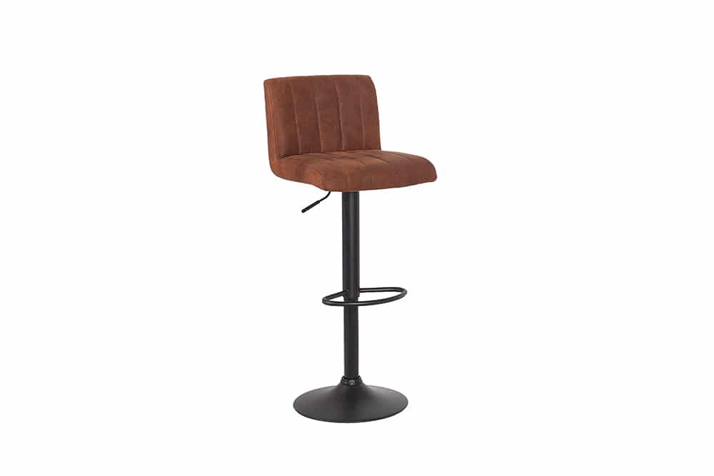 Drehbarer Barhocker PORTLAND vintage braun Microfaser Barstuhl mit Lehne höhenverstellbar