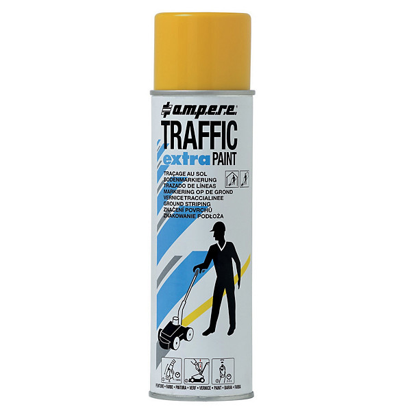 Peinture aérosol Traffic Extra Ampere 500 ml pour traçage coloris jaune
