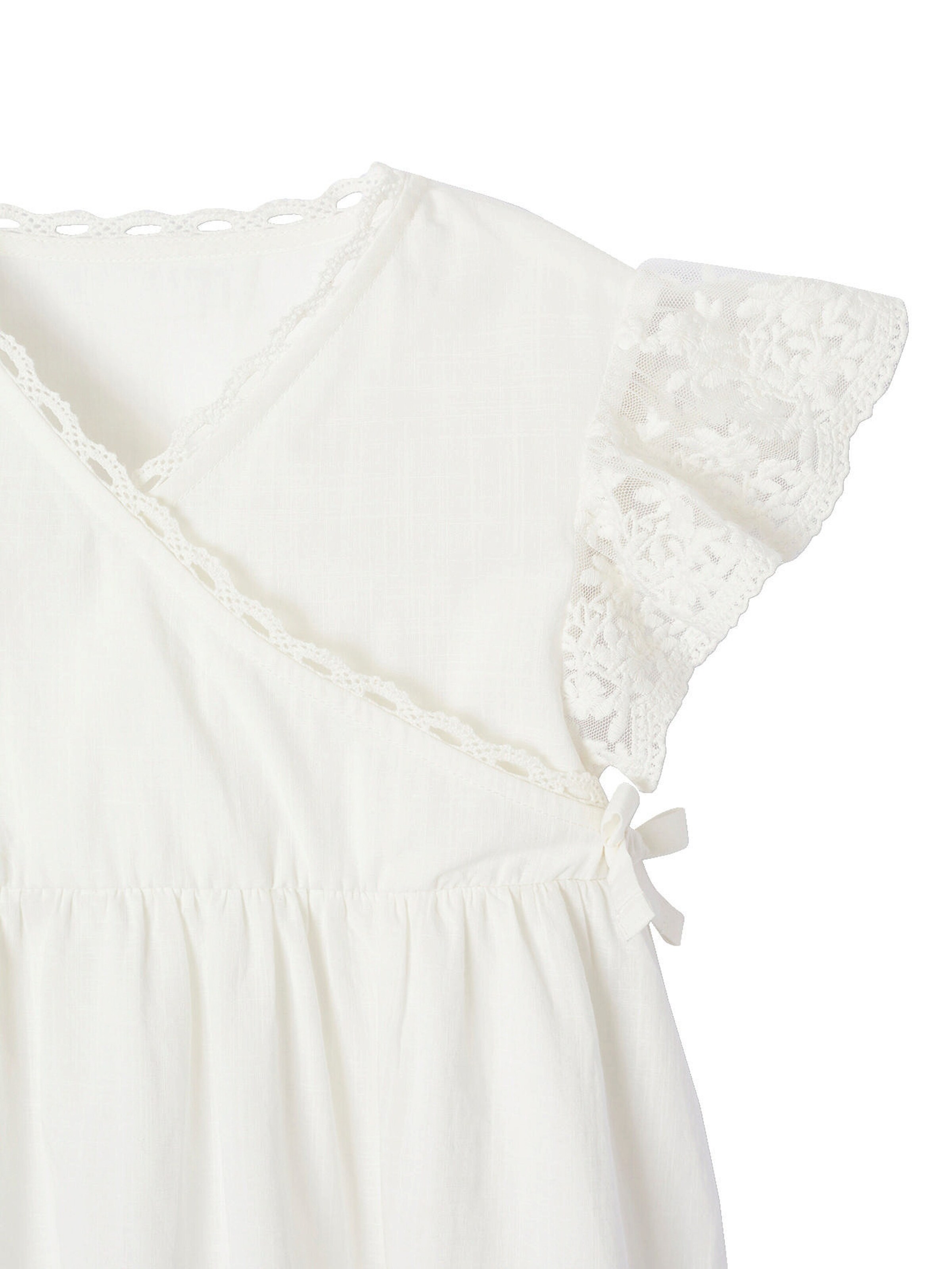 Vertbaudet Festliches Mädchen Wickelkleid mit Tüll-Akzenten weiß
