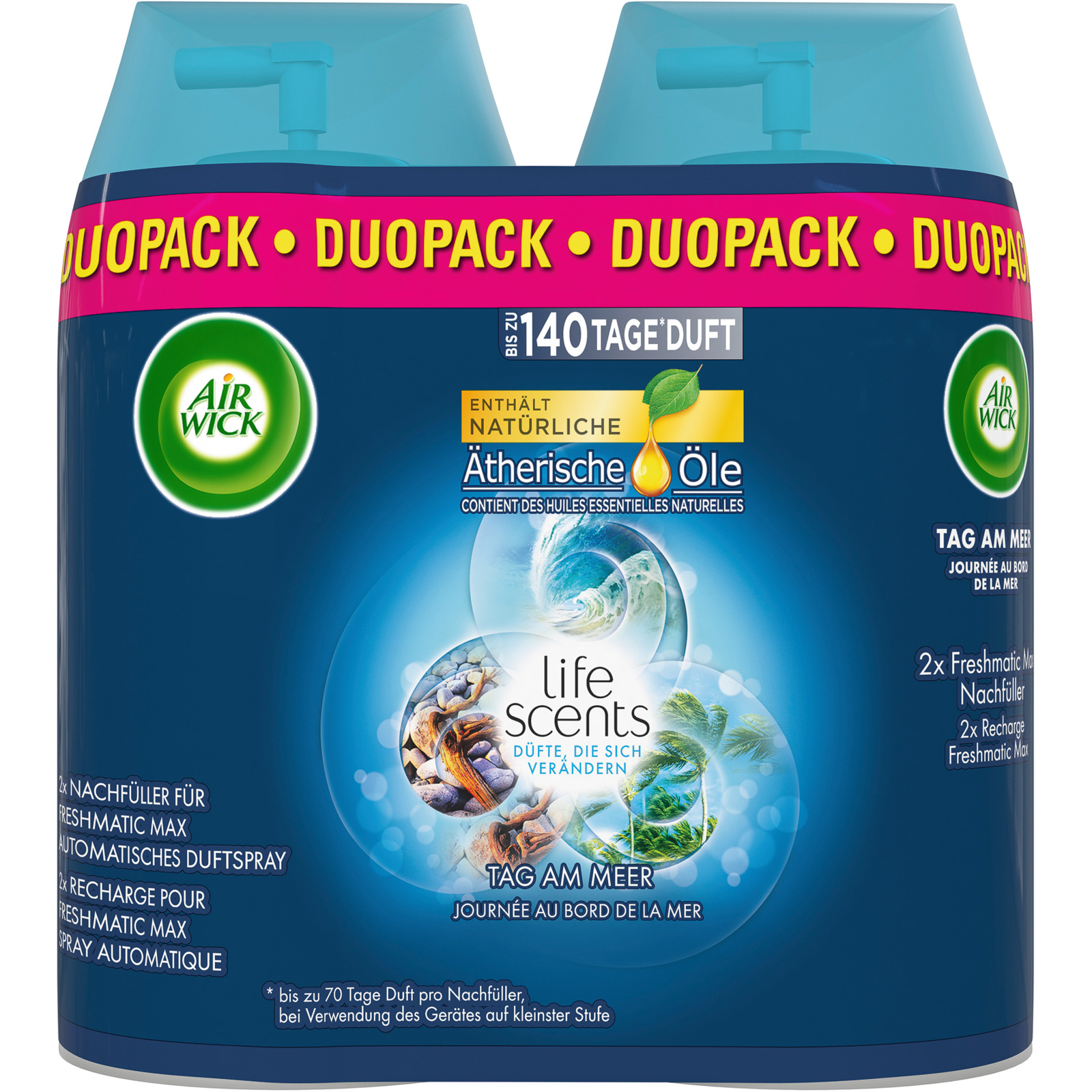 Air Wick Pure Automatisches Duftspray Freshmatic Max Nachfüller Tag am Meer 2 x 250 ml