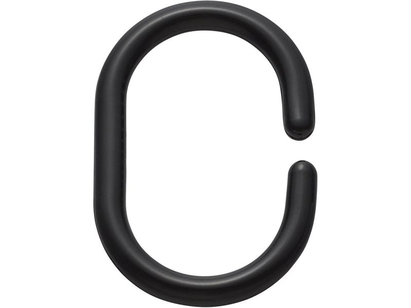 diaqua® Duschvorhanghaken Basic 12 Stück, Schwarz Duschvorhangringe-Set