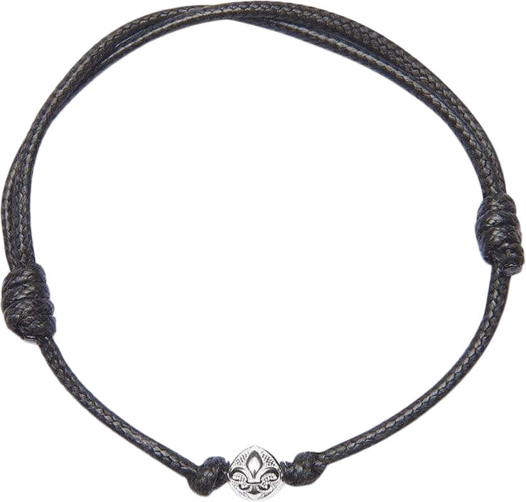 Nialaya Men's String Bracelet with Silver and Black Black