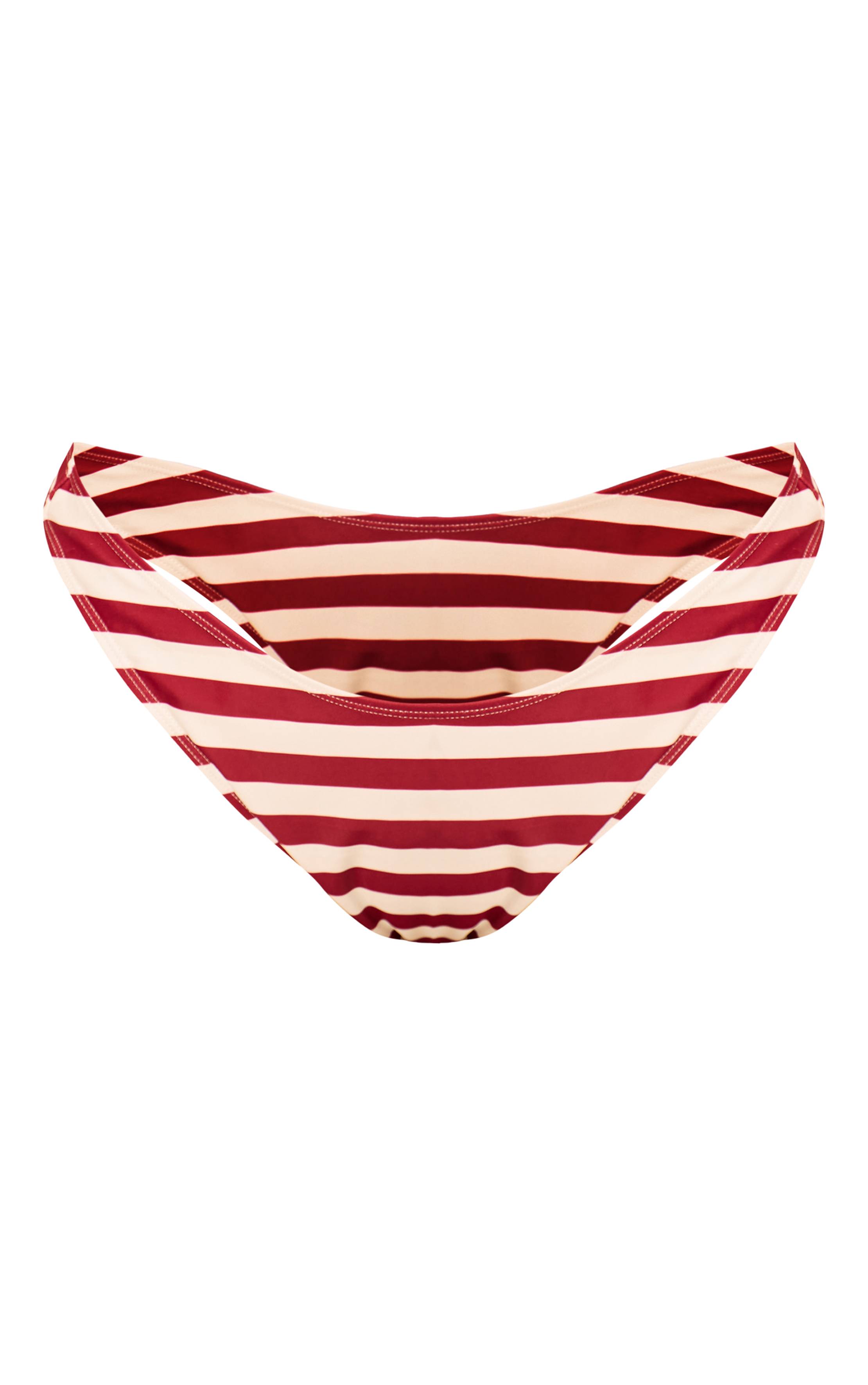 Rouge Bordeaux Bas De Bikini Tanga À Rayures Grande Taille