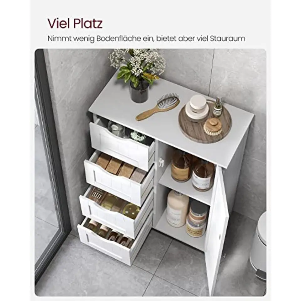 Songmics - Kast met 4 lades en deur - MDF - Wit