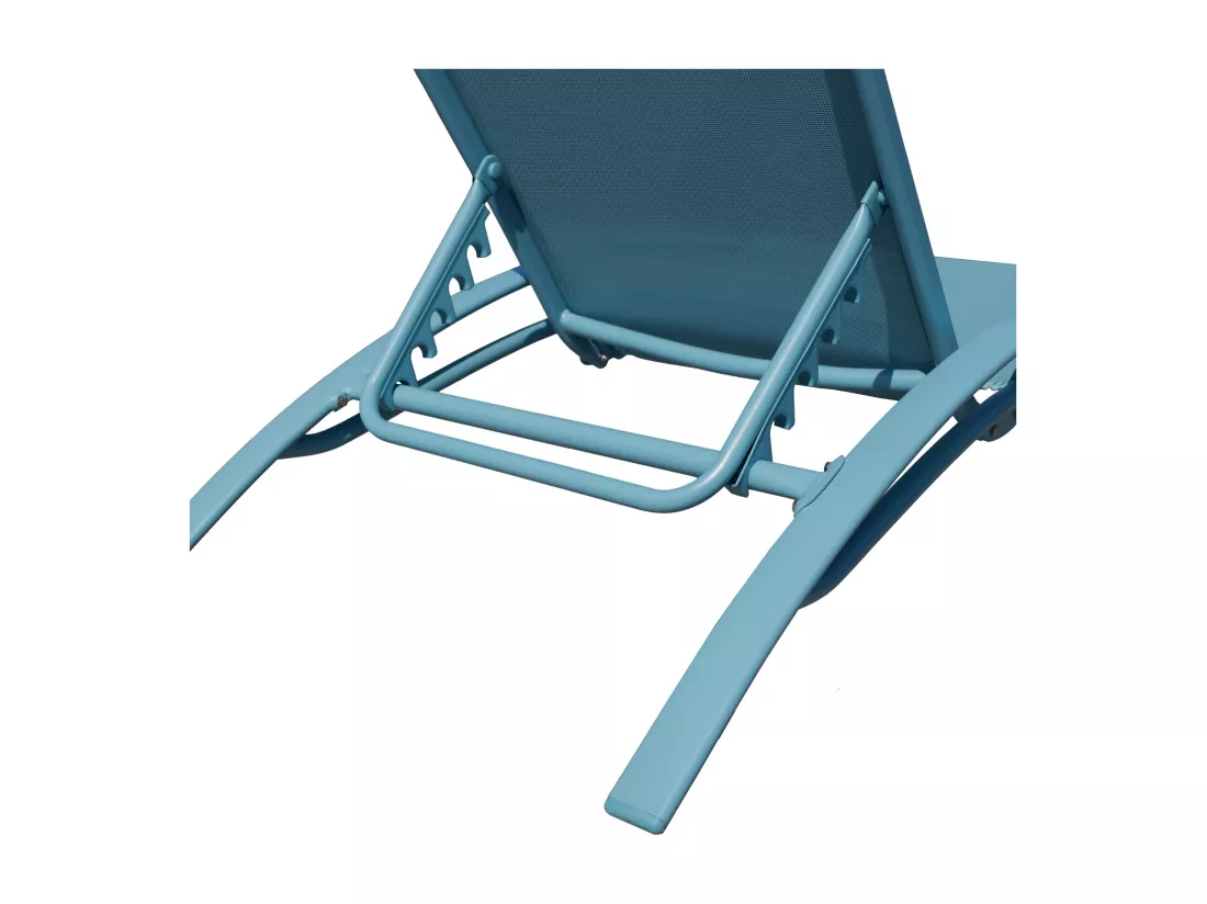 Lot de 2 transats GALAPAGOS en textilène bleu clair - aluminium bleu clair - HAPPY GARDEN