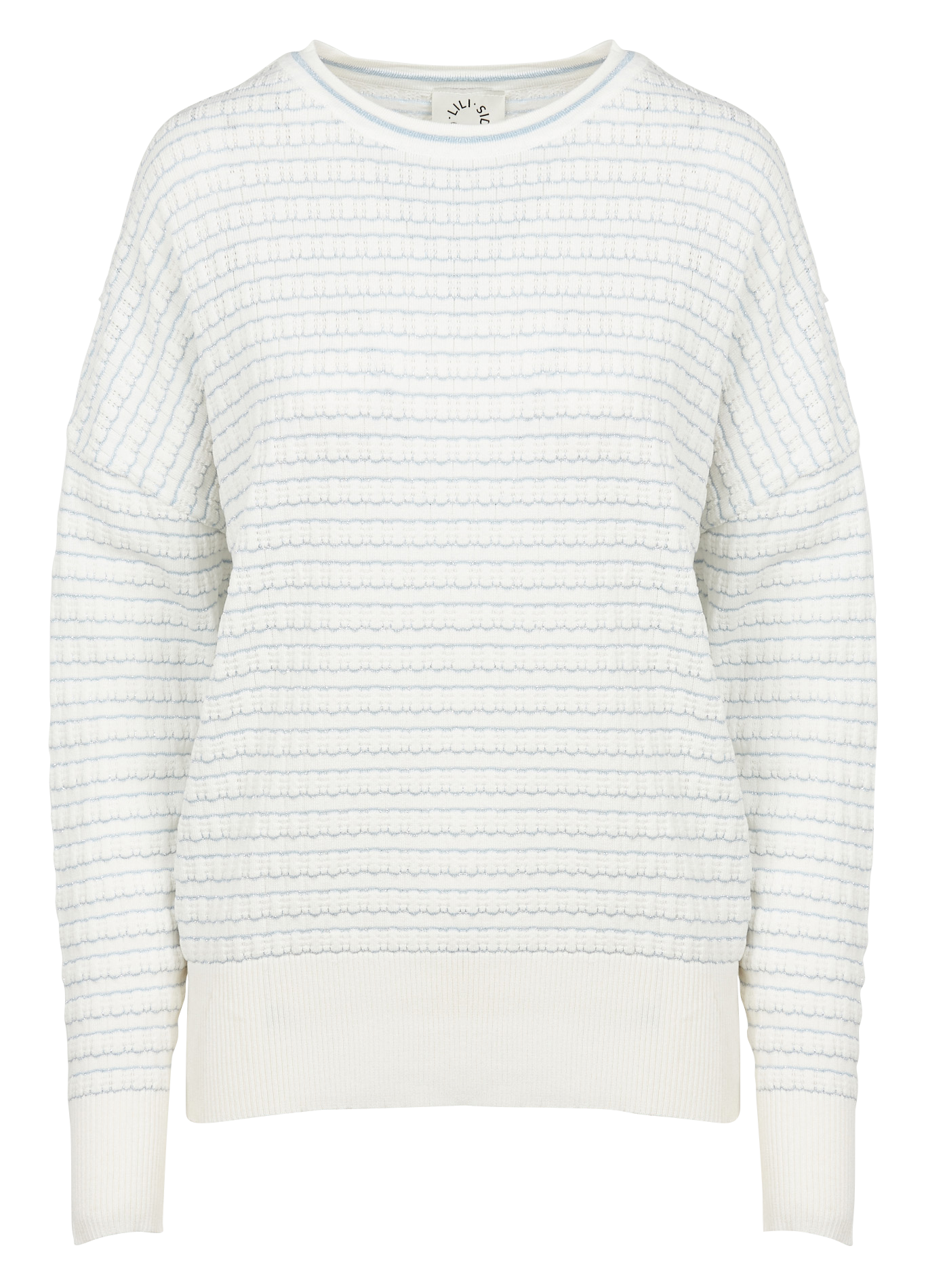 Pull rayé en maille fine| Beige