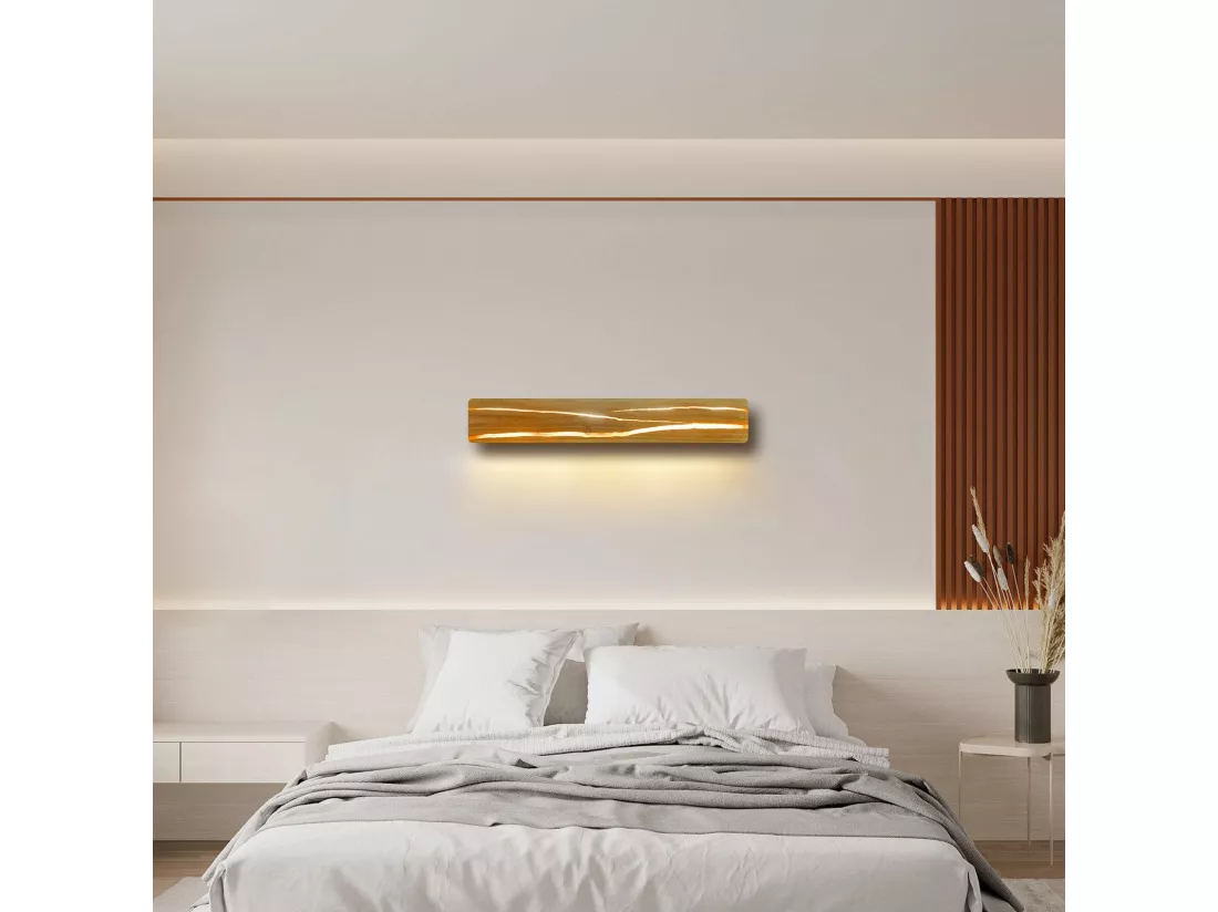 NETTLIFE Applique Murale LED Applique Intérieure Bois Moderne Couloir Lampe 3000K Blanc Chaud 50CM Lampe de Salon Indirecte 8W