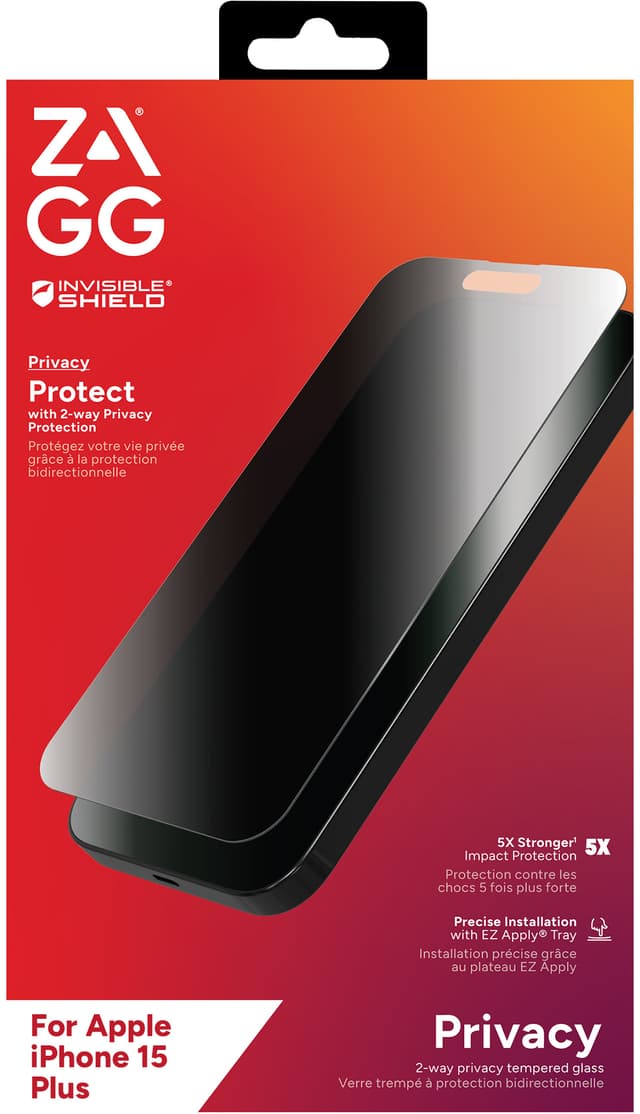 ZAGG InvisibleShield iPhone 15 Plus Skærmbeskytter Glass Elite Privacy