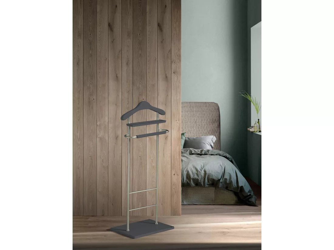 Valet de nuit - H110cm x L45cm x P28cm - hêtre massif gris graphite - Essence