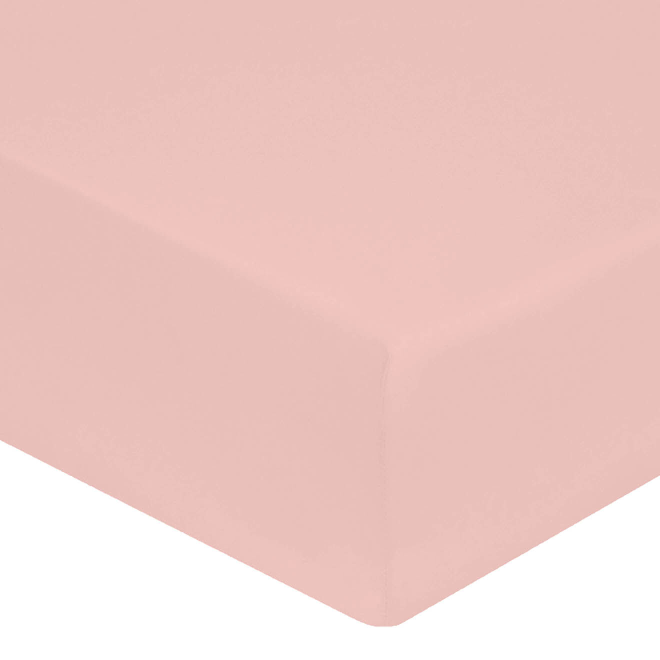 United by PDC Drap housse 100% Percale de Coton bonnet 30 cm rose poudre