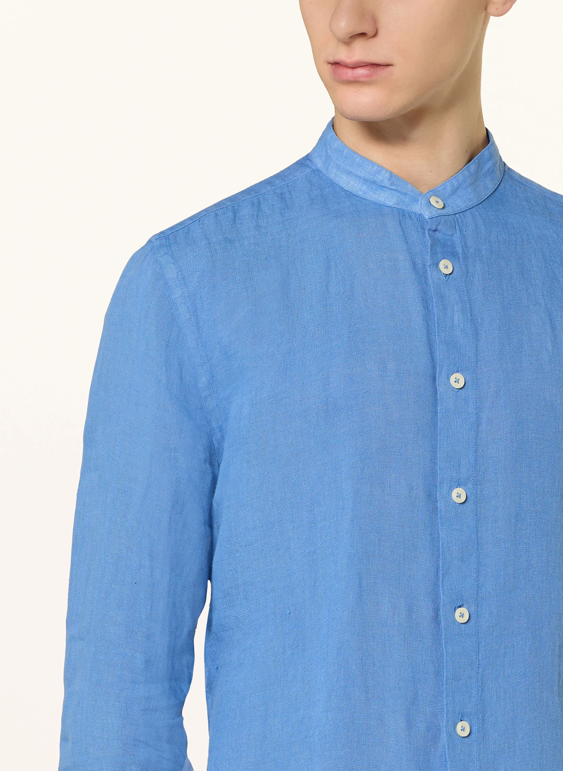 120%lino Leinenhemd Slim Fit mit Stehkragen