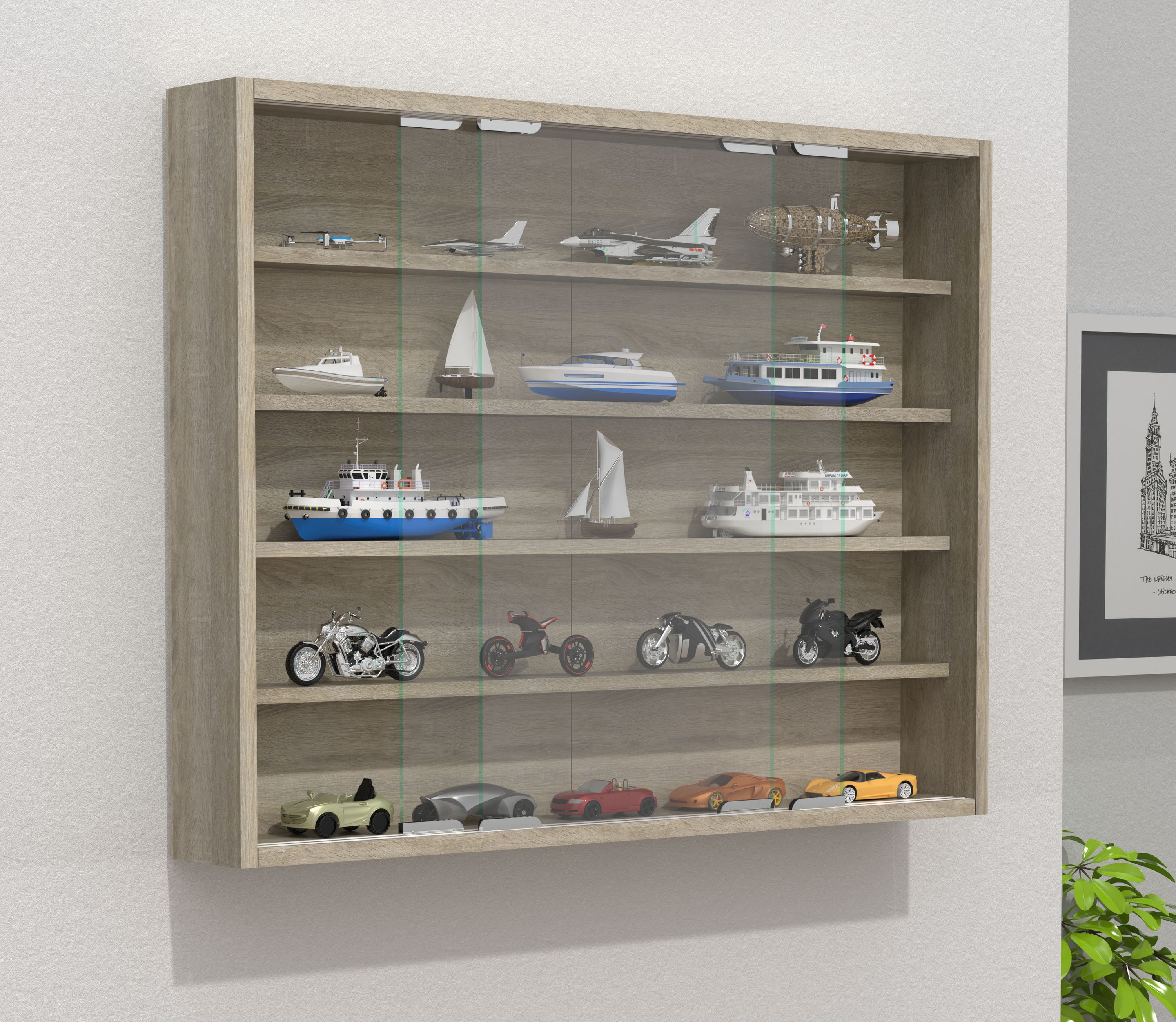VCM Holz Glas Hängevitrine Wandvitrine Sammel Deko Sammler Vitrine Agisa L